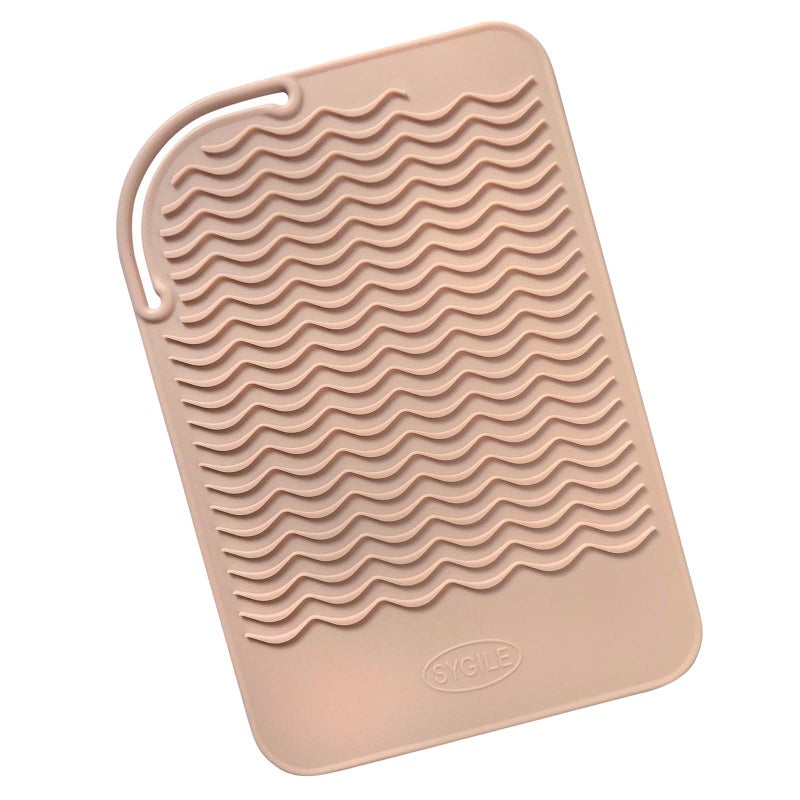 Sygile 11"" X 7.5"" Larger Size Heat Resistant Silicone Travel Mat, Anti-Heat Pad For Hair Straighteners, Curling Irons, Flat Irons And Other Hot Styling Tools - Blush Pink - Image 2
